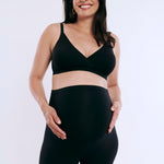 Motherhood Maternity Women's Essential Stretch Secret Fit Over The Belly Pregnancy Crop Capri Legging, Black, Large