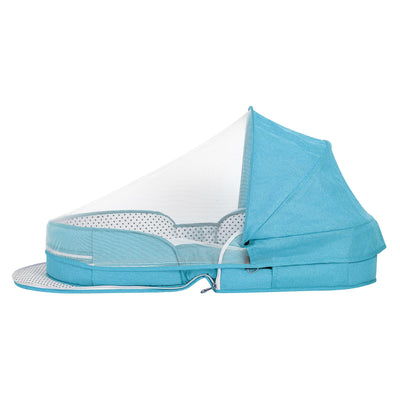 PGONEEE Baby Travel Bassinet Portable Bassinets, Foldable Carry Bag Bassinet Travel Crib for Baby Co-Sleeping, Lightweight Baby Lounger Pod Infant Bed with 2-1 Mosquito & Canopy (Blue)