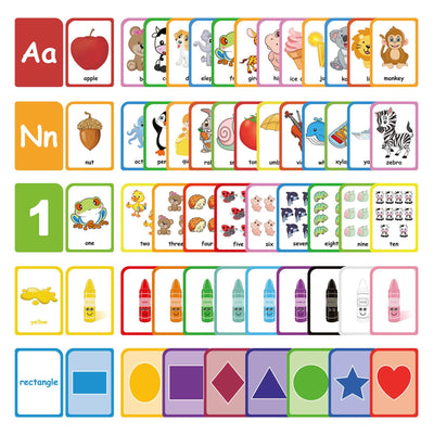 ZazzyKid Flash Cards for Toddlers Learning: 54 Double Sides Flashcards for Alphabets, Numbers, Colors, Shapes - Educational Toys for Preschool