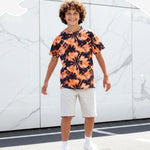 PATPAT Boys Tie Dye T-Shirts Size 7-8 Years Orange Short Sleeve Crewneck Neon Shirt Little Boy Casual Hippies Clothes
