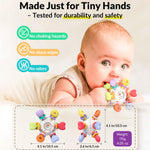 Baby Silicone Teething Toys - Safe, Multi-Functional BPA-Free Sensory Learning Teether Montessori Baby Toys for Infant 0-12 Months Teething Relief with Rattle Perfect Baby Gift for Boys Girls