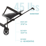 Dream On Me Lightweight And Compact Coast Rider Stroller With One Hand Easy Fold, Adjustable Handles And Soft Ride Wheels, Grey