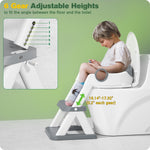 Rabb 1st Potty Training Seat, Toddler Toilet Seat for Kids Boys Girls, 2 in1 Potty Training Toilet with Step Stool, 6 Adjustable Height, Splash Guard, Stable Triangular Anti-Slip Design(Grey)