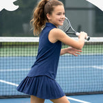 PATPAT Girls Tennis Outfits Size 11-12, Navy Blue Sleeveless Polo Shirts + Pleated Skort with Built in Shorts 2 Piece Outfits Girls Clothes Summer Outfits Kids Activewear Sets
