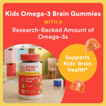 SmartyPants Kids Vitamins Cognitive Omega-3 Brain Gummies with DHA & EPA, Citrus Strawberry, 60 Count (30 Day Supply)