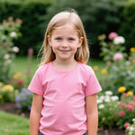 Cadidi Dinos Boys' Girls' 100% Cotton Short Sleeve Shirts Solid Pink T-Shirts Size 12-18 Months