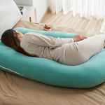 Momcozy U Shaped Pregnancy Pillows with Cotton Removable Cover, 57 Inch Full Body Pillow Maternity Support, Must Have for Pregnant Women, Tiffany Blue