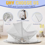 Portable Baby Bassinet Travel Baby Bed included Carry Backpack , Baby Cribs Travel Pod for Outdoors Baby Lounger Infant Travel Bed with Mosquito Net and Sunshade Canopy, Lightweight Washable Foldable
