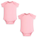 TURMEWU Unisex Baby Bodysuit 2 Pack, 100% Organic Cotton Short Sleeve Clothes, Ultra Soft Newborn Essentials for Boys & Girls, Pink, 6-9 Months