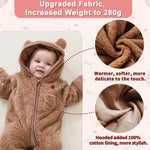 Newborn Baby Bear Outfit With Fold-Over Mittens and Footies Girls Boys Winter Fleece Clothes Hooded Romper Snowsuit