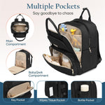 Diaper Bag Backpack - Extra Large Diaper Bag for 2 Kids Twins (Expandable 30-38L) - Travel Baby Backpack with Changing Pad for Mom Dad (Quilted, Water Resistant, Black)