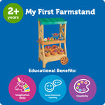 Learning Resources My First Farmstand - Farmers Market Stand Toy for Kids, Rolling Cart with Pretend Play Food, Fruit and Vegetable Baskets, Toddler & Preschool Grocery Shopping Playset