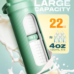 22oz Breast Milk Cooler Bottle for Travel & Outdoor Use, Portable Breastmilk Chiller with 24-Hour 360° Cooling, Larger Capacity with 2 Baby Bottles for Breast Milk Storage