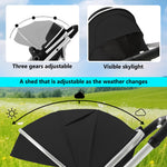 Kinder King 2 in 1 Convertible Baby Stroller, Folding High Landscape Infant Carriage, Newborn Reversible Bassinet Pram, Adjustable Canopy, Diaper Bag, Anti-Shock Toddler Pushchair Stroller, Black