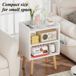 LUCKNOCK Night Stand, White Bedside Table, Modern End Table with Open Storage, Small nightstand for Small Space, Living Room, Bedroom, Kids Room, Dorm.