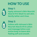 Johnson's Skin Nourish Moisturizing Baby Lotion with Aloe Vera Scent & Vitamin E, Gentle & Lightweight Body Lotion for The Whole Family, Hypoallergenic, Dye-Free, 16.9 fl. oz
