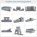 INFANS Modular Kids Play Couch, 10PCS Fluorescent Toddler Creative Sectional Fort Building Sofa for Playroom, Bedroom, Children Convertible Soft Foam Furniture Playset Floor Cushion Boys Girls