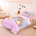 PERFEMET 4 Pieces Toddler Bedding Set Colorful Rainbow Toddler Comforter Set for Girls Pink Blue Purple Tie Dye Kids Bed Set Soft Reversible Star Printed Girl Bed in A Bag (Rainbow Flower, Pink)