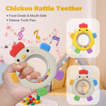 WALULAN Sensory Toys for Babies, 2 Pack Baby Teething Rings Toys for 0-3 3 6-12 Months Baby Rattle Teether Silicone Teether Relief Chew Soothing,BPA Free,Sore Gums Babys Teethers Toys
