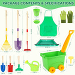 Kids Gardening Set, Outdoor Toys with Wheelbarrow and Kids Garden Tools, Toddler Gardening Set with Repotting mat, Gloves, Apron, Watering Can, Pretend Play Learning Toys for Kids Boys and Girls 3-8