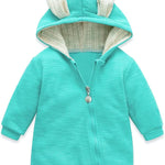 Simplee kids Animal Bunny Baby Easter Romper Long Ear Rabbit Hoodie Romper Jumpsuit with Zipper