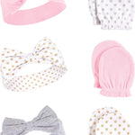 Hudson Baby baby-girls Cotton Headband and Scratch Mitten Set