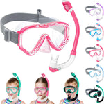 Vvinca Snorkeling Gear for Kids Dry Top Kids Snorkel Set for Boys Girls Junior Youth Children Age 4-14 Swim Goggles with Nose Cover Anti-Fog Panoramic View Adjustable Elastic Diving Mask and Snorkel