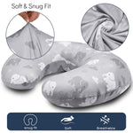 Nursing Pillow Cover, Elephant Breastfeeding Pillow Slipcover for Baby Boys & Girls, Animal Nursing Pillow Case for Newborn, Soft Fabric Fits Snug On Infant, Washable & Breathable (ONLY COVER)