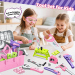 Kids Tool Set 46 PCS, Toddler Tool Set with Portable Tool Box & Power Toy Drill, Construction Toys Tools for Toddlers, Tool Kits for Girls Boys, Christmas Birthday Gifts for Kids Ages 3,4,5,6,7,8+