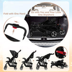 Baby Joy Lightweight Stroller, Compact Toddler Travel Stroller for Airplane, Infant Stroller w/Adjustable Backrest/Footrest/Canopy, 5-Point Harness, Storage Basket, Easy One-Hand Fold, Black