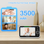 HelloBaby Monitor with Camera and Audio, 5'' Screen with 16-Hour Video Streaming, Remote Pan-Tilt-Zoom Camera, Two-Way Talk, VOX Mode, Auto-Night Vision, Range up to 960ft and No WiFi