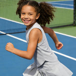 PATPAT Girls 2 Piece Tennis Skirt Set Size 10-11, Grey Tank Tops and Grey Pleated Skort with Built In Shorts 2 Piece Outfits Girls Clothes Summer Outfits Athletic Sets Activewear