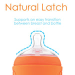 PopYum 9 oz Orange Anti-Colic Formula Making/Mixing/Dispenser Baby Bottles, 2-Pack with #2 Medium Flow Nipples, 260 ml, BPA-Free, Natural Latch