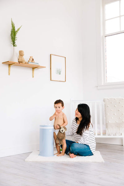 Ubbi Steel Diaper Pail, Odor Locking, No Special Bag Required, Award-Winning, Registry Must-Have, Cloudy Blue
