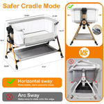 kingobabys 3 in 1 Baby Bassinet,Bedside/Rocking Bassinet for Baby,Bedside Crib with Lockable Wheels,Waterproof Mattress,Adjustable 6 Heights,Portable Bassinets Bedside Sleeper for Newborn Infant