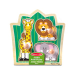 Melissa & Doug Jungle Friends Safari Animals Jumbo Knob Puzzle, Wooden Peg Puzzle for Toddlers, Educational Toy for Shape Recognition and Fine Motor Skills, Ages 1+