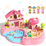 Magnetic Doll House Playset for 2-4 Girls Gifts, Princess Dollhouse with Music, Light, 4 Toy Figures, Girl Toys for 3-5 Years Old, Christmas Birthday Gifts for Kids Age 3 4 5 6 Years Old Girls