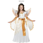 Spooktacular Creations Halloween Angel Costume for Girls, Golden White Angel Dress for Kids for Halloween Role Play Themed Party (Medium, 8-10 yrs)