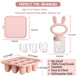 WAJIAYON Baby Breastmilk Popsicle Molds & Baby Fruit Feeder (4 Pack), Baby Food Freezer Tray Storage Containers, Silicone Teething Pacifier Feeder and Teether for Babies,Baby Feeder（Pink&Purple）