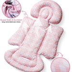Infant Car Seat Insert, Enlarged Head Support for Baby Carseat, Reversible Newborn Insert with 3 Strap Covers, 2-in-1 Baby Car Seat Cushion for Stroller, Swing, Bouncer, Rocker - Pink Floral