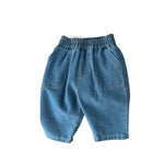 Toddler Boy Jeans Baby Boys Elastic Waist Barrel Harem Denim Pants Infant Loose Casual Bootcut Stretch Pull on Joggers Pants Blue