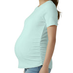 Motherhood Maternity Women's Short Sleeve Crew Neck Side Ruching Pregnancy Tee Shirt, Whispering Blue, Medium