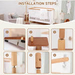 Floor-Standing Crib Mobile Arm with Music Box - 65 Inch Mobile Arm for Crib - 100% Beech Wood - Crib Mobile Motor - Volume Control - 35 Lullabies - Wooden Nursery Decor - Baby Mobile Hanger