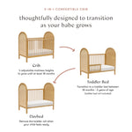 Babyletto Bondi Cane 3-in-1 Convertible Baby Crib - GREENGUARD Gold Certified Convertible Crib to Toddler Bed & Daybed - Wooden Baby Bed with 4 Adjustable Heights - Made of 100% Solid Wood - Honey
