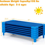KOTEK Stackable Sleeping Daycare Cots for Kids, Portable Toddler Nap Cots, 52" L x 23" W, Ready-to-Assemble, Space-Saving Children Naptime Cot for Classroom Preschool (Set of 6, Blue)