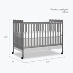 Dream On Me Carson Classic 3-in-1 Convertible Full-Size Baby Crib in Steel Grey, GreenGuard Gold & BSA, 4 Mattress Heights, Converts to Day & Toddler Bed, Locking Wheels, Classic Nursery Design