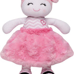 Baby Starters Plush Baby Doll with Rattle, Brunette Olivia, Pink, 9 inch