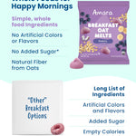 Amara Breakfast Oat Melts - Organic Toddler Snack - Single Serve Fiber-Packed Oat Bites with Real Fruit, No Added Sugar, Quick Dissolving, Blueberry - 12 Pack