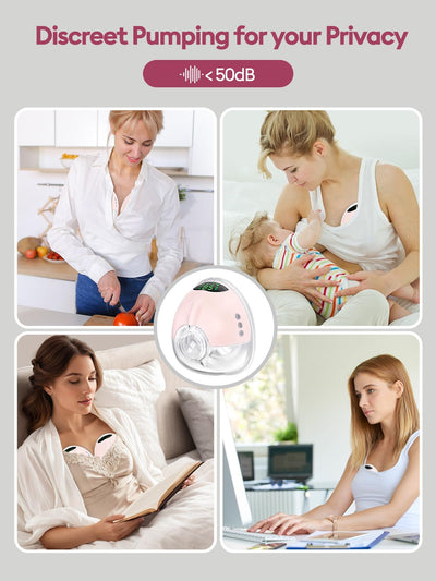 BaeMee Hands Free Breast Pump, Wearable Breastfeeding Pump with 4 Mode & 9 Level, Strong Suction, Painless, Anti-Backflow, BPA Free, Portable Electric Breast Pumps with 17/19/21/24MM Flanges