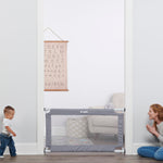 Regalo Safety 27.5-50” Extra Wide Mesh Baby Gate for Doorways & Hallways, Expandable Pressure Mounted Baby Gate for Toddlers & Pets, Includes Rubber Bumpers, Gray